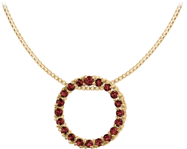 Jacques Lemans SE-C121G Damen Collier Halskette Kette Sterlingsilber vergoldet mit Granat Stein